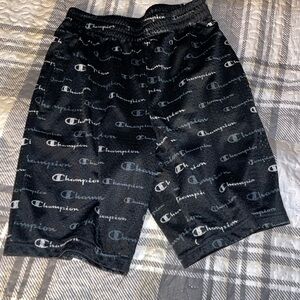 Champion Logo Print Black Men's Athletic Shorts
